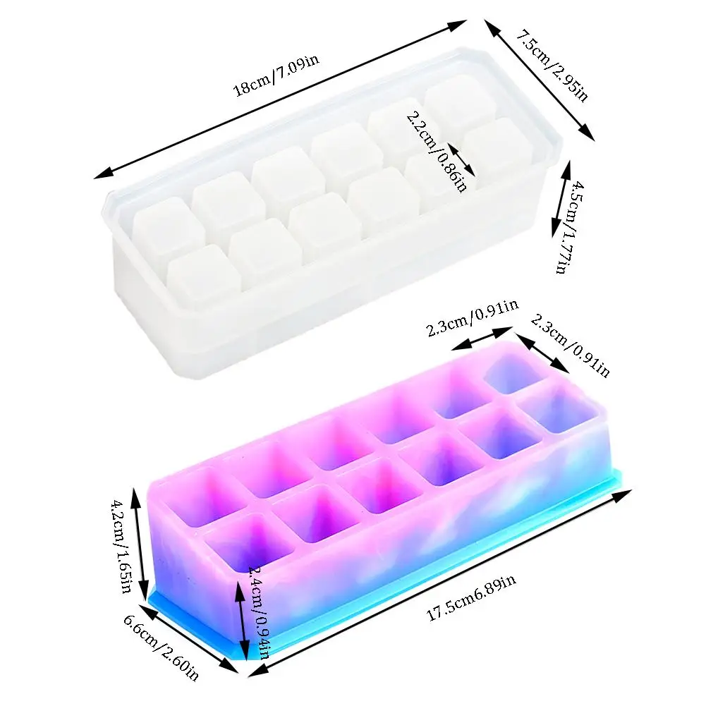 

Crystal Plastic Mold Diy Manual Storage Box Highlight Mirror 12 Square Storage Box Silicone Mold Lipstick-making Storage Boxes