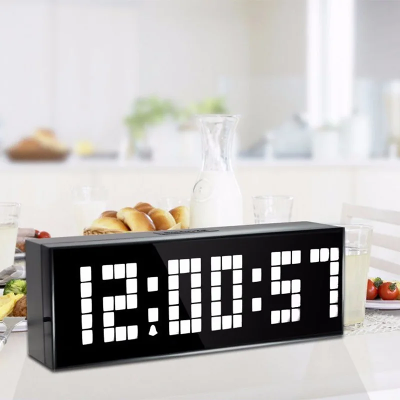 

LED Clock Digital Alarm Clock Wall Table Desktop New Design with Snooze Calendar Temperature US Plug