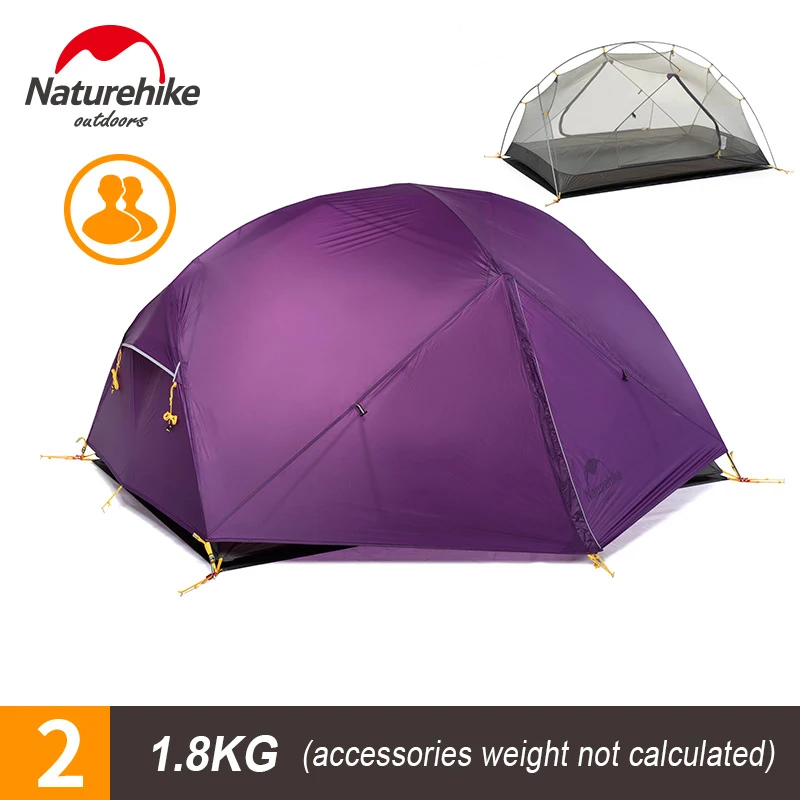 Billig Naturehike 3 Saison Mongar Camping Zelt 20D Nylon Fabic Doppel Schicht Wasserdichte Zelt Für 2 Personen Atmungsaktive Mesh