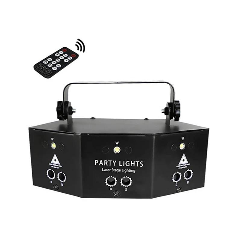 RGB Discos Lamp DJ Laser Stage Projector 9-Eyes Stage Laser Light DMX Remote Controller for Discos Party for Carnival Family Led