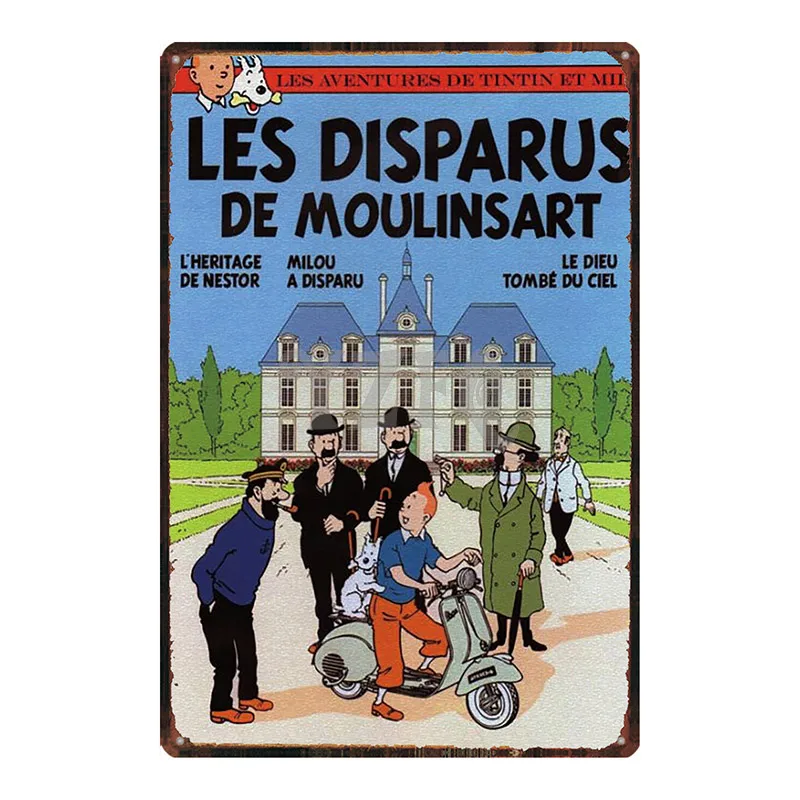 DU3001 Tintin мультфильм металлическая жестяная вывеска потертый шик стены Детская комната кофе магазин домашнего искусства ремесло Тики Бар Декор 30X20 см DU2993 - Цвет: DU3001
