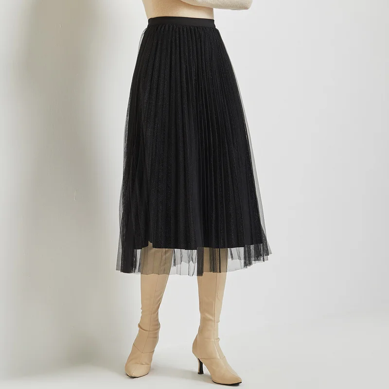 

Jinju autumn and winter 2020 new elastic waist solid color wild fashion women's skirts mid-length temperament fashion skirt