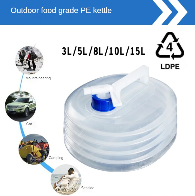 

PE Folding Water Bag Shrink Bucket Food Grade Portable Water Barrel Kettle Bag Outdoor Hiking Camping Size 3L/5L/8L/10L/15L