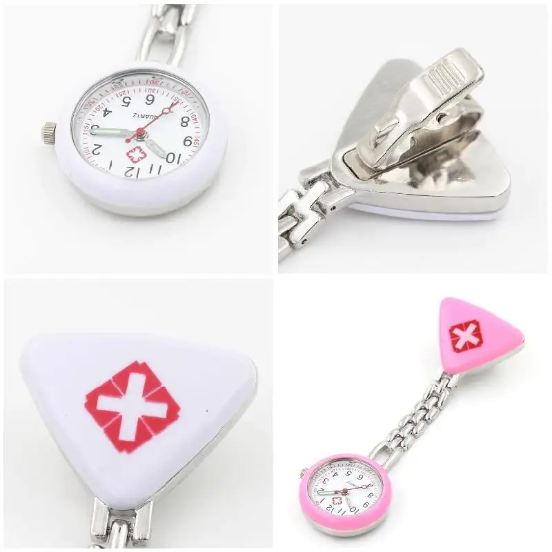

Hot Protable Nurse Watches With Clip Red Cross Brooch Pendant Pocket Hanging Doctor Nurses Medical Quartz Watch K2