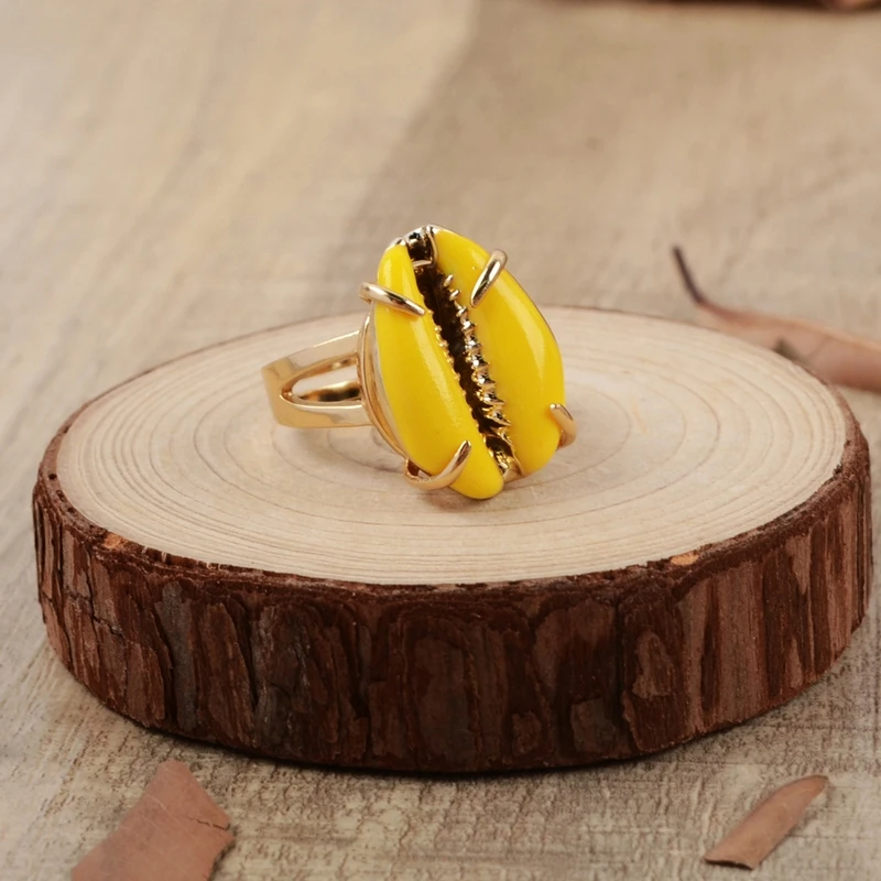 Модные кольца натуральный Каури Shell с золотым и серебряным покрытием высокого