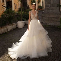 sodigne princess country wedding dresses beading v neckline appliques fluffy ball dress bridal dresses plus size wedding gown