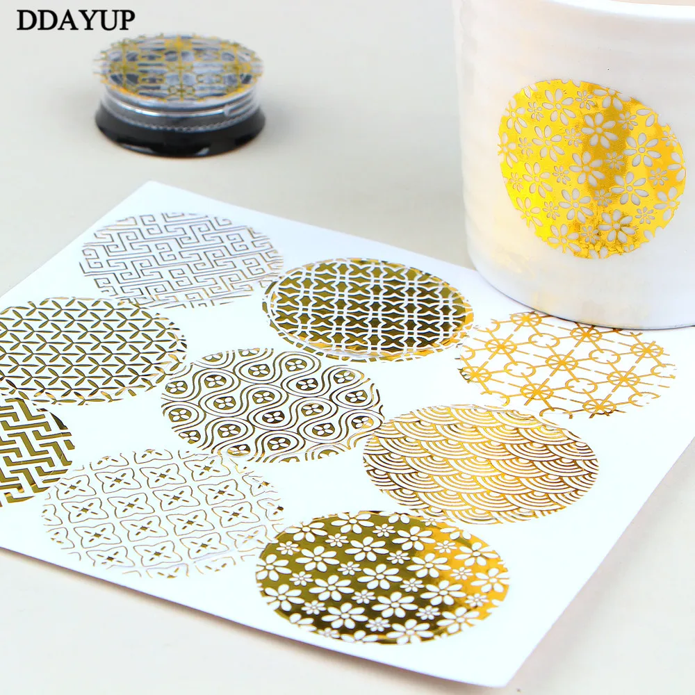 90 шт./лот Прозрачная Фольга Золотая этикетка наклейка Круглая из ПВХ прозрачная