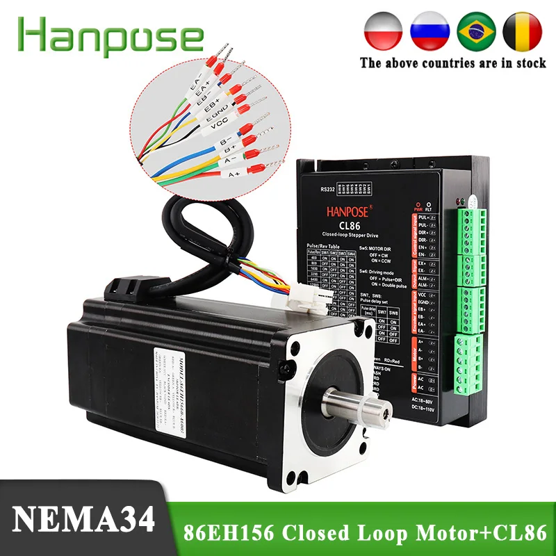 

NEMA34 Step-servo motor 86EH156A6003 6.0A 12N.m 156MM Closed Loop Servo motor+CL86 Drive For CNC 3D Printer Monitor Equipment