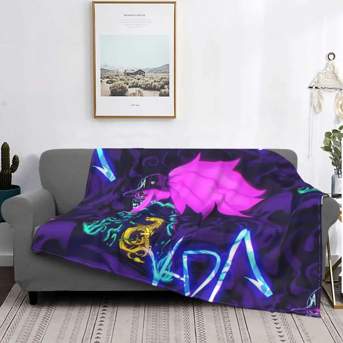 

Manta a quadros Kda Akali, colcha para cama, sofar cama, пикник, manta Kawaii