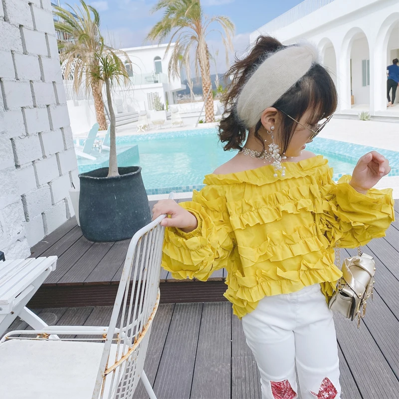 Кружевная рубашка для девочек весенне осенняя коллекция 2020 года новая