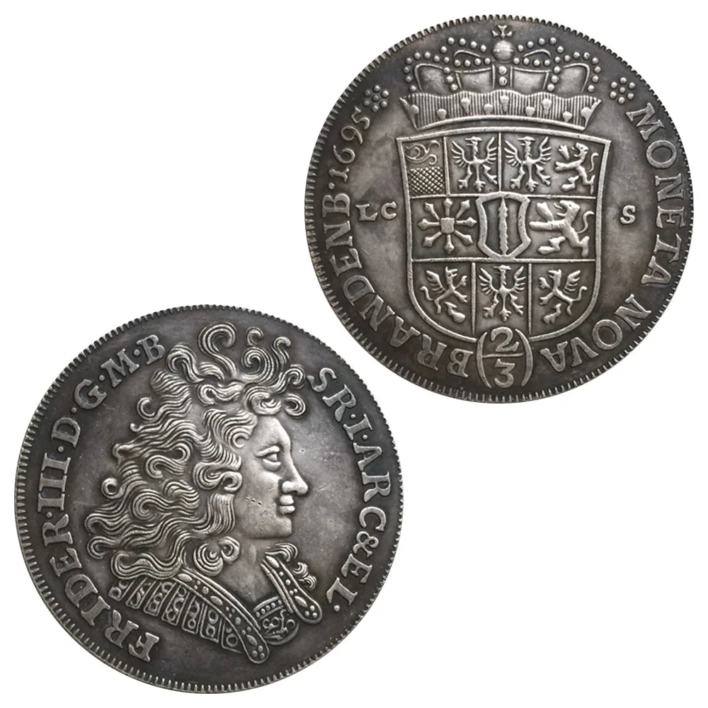 

1695 German Frider III Souvenirs and Gifts Silver Plated Brass Commemorative Coin Antique Replica Copy Coin