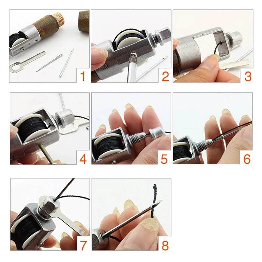 

4PCS Lock Stitching Sewing Awl Leather Hand Stitcher Thread Needles Kit For Fabric Craft Stitch Leather Fabric Grocery