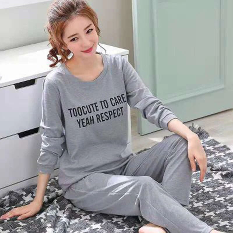 Ladies Pajamas Set Spring and Autumn Long Sleeve Cute Cartoon Women's Sleepwear Loose Casual Home Service Suit Hot New | Женская