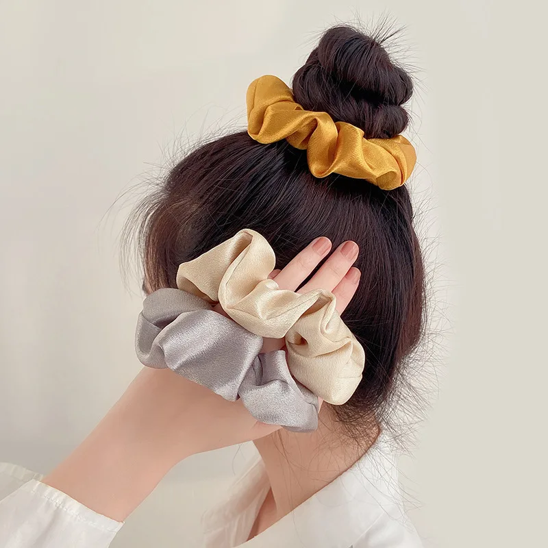 

Best Selling Set Elastic Tie Hair Silk Satin Headband Ponytail Large Intestine Hair Tie Rope Accessories Wholesale