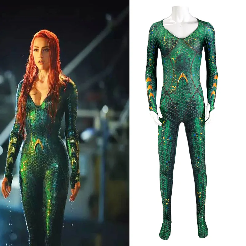 Мера боди костюм высокое качество Queen Mera костюмы с париком Zentai кошки жены