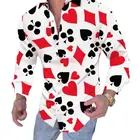 Повседневная рубашка, Мужская Облегающая рубашка с принтом Вечерние и клуба, роскошная рубашка с принтом игральных карт, осень 2021, искусственная Лоскутная Ткань