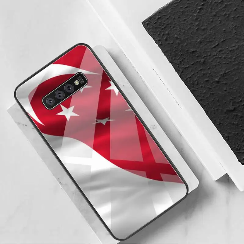 YJZFDYRM Флаг Сингапура мягкий чехол для телефона из закаленного стекла Samsung S20 Plus S7 S8