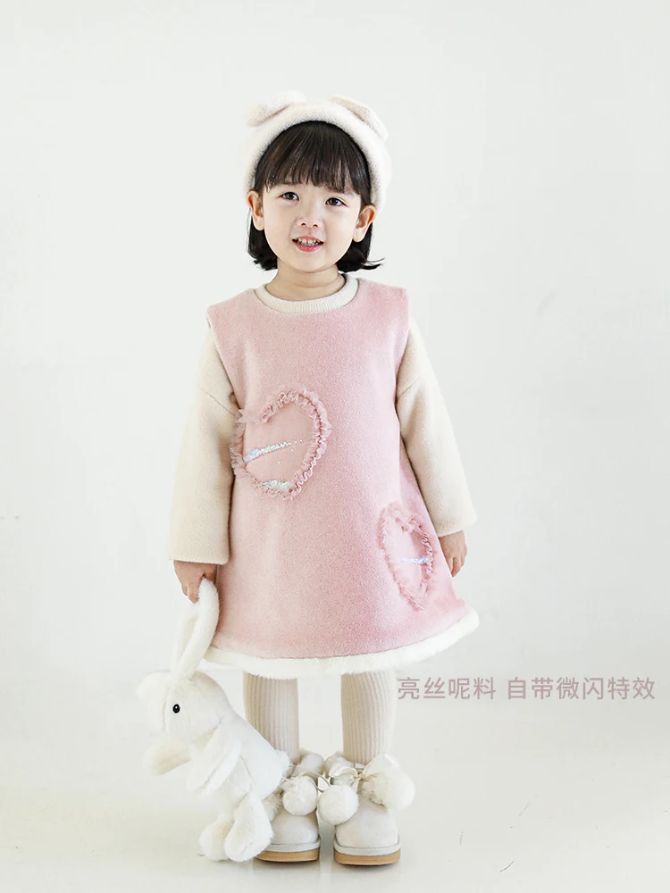 

Зима 2021, новинка, одежда для девочек, милое детское Стеганое теплое плотное платье принцессы из сетчатой пряжи