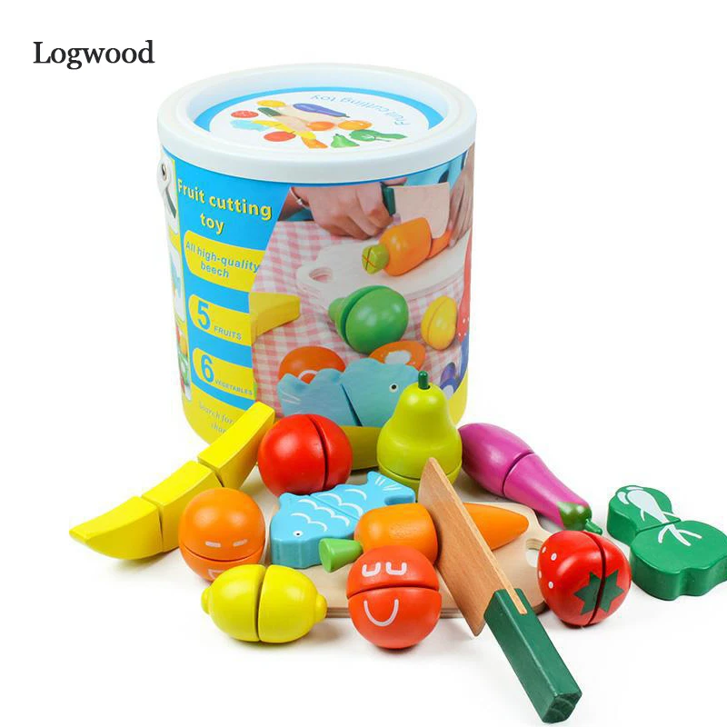 

Cutting Food Wooden Play Food Set Toy Pretend Food with Knife Fruit Vegetable Fish and Cutting Board 13 PCS