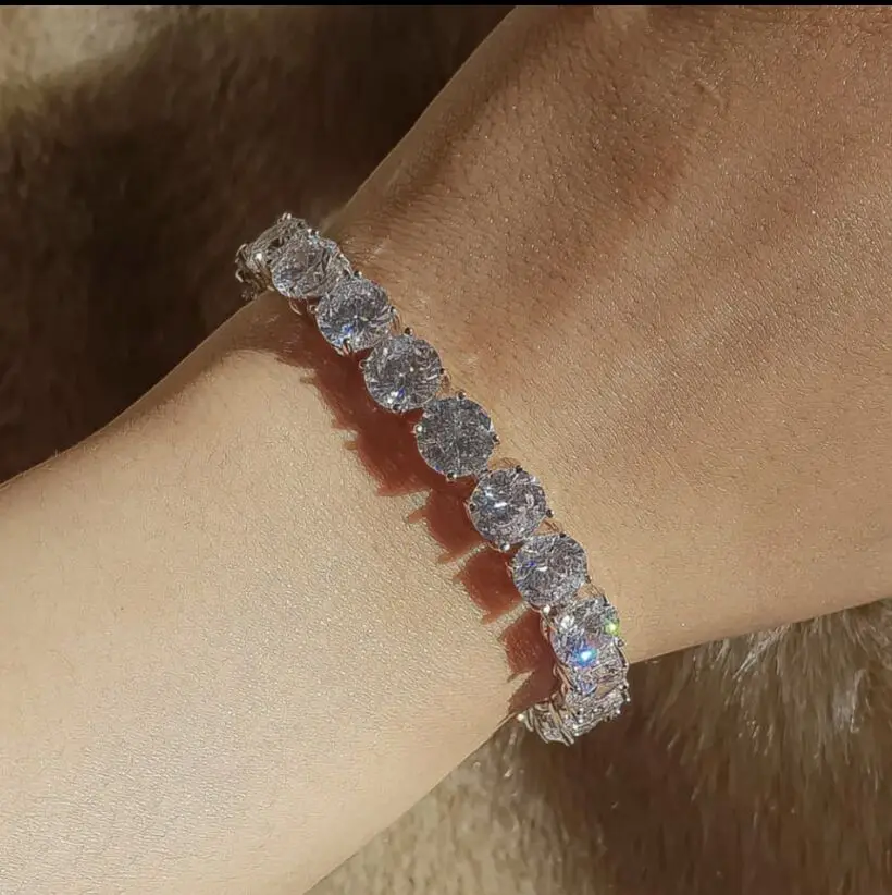 

Luxury bracelets Micro pave AAAAA cz White Gold Filled Silver Colors CHain Party Wedding bracelet for women Men Handmade Jewelry