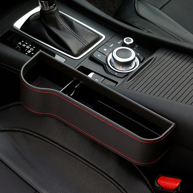 

Leather Car Seat Gap Organizer Box Drink Rack Auto Interior Wallet Card Storage Bag Mobile Phone Holder