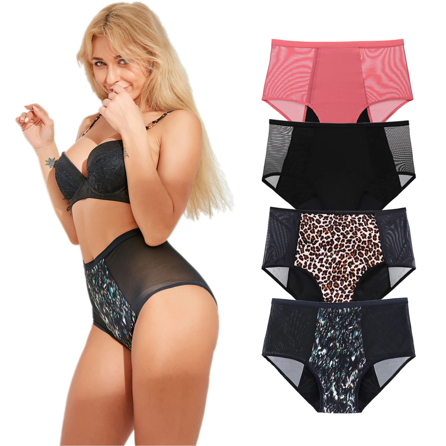 

Heavy Flow Menstrual Panties 4-Layer Full Protection Leak Proof Women Underwear Reusable Fast Absorption Briefs Period Panties