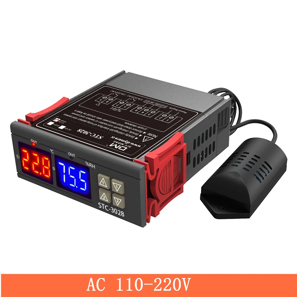 STC-3028 110V-220VAC SHT2000 STC-3028 цифровой Температура регулятор влажности Измеритель 12V 110/220V 10A дома цифровой термостат гигростат инкубатор коробка - Цвет: STC-3028 110V-220VAC