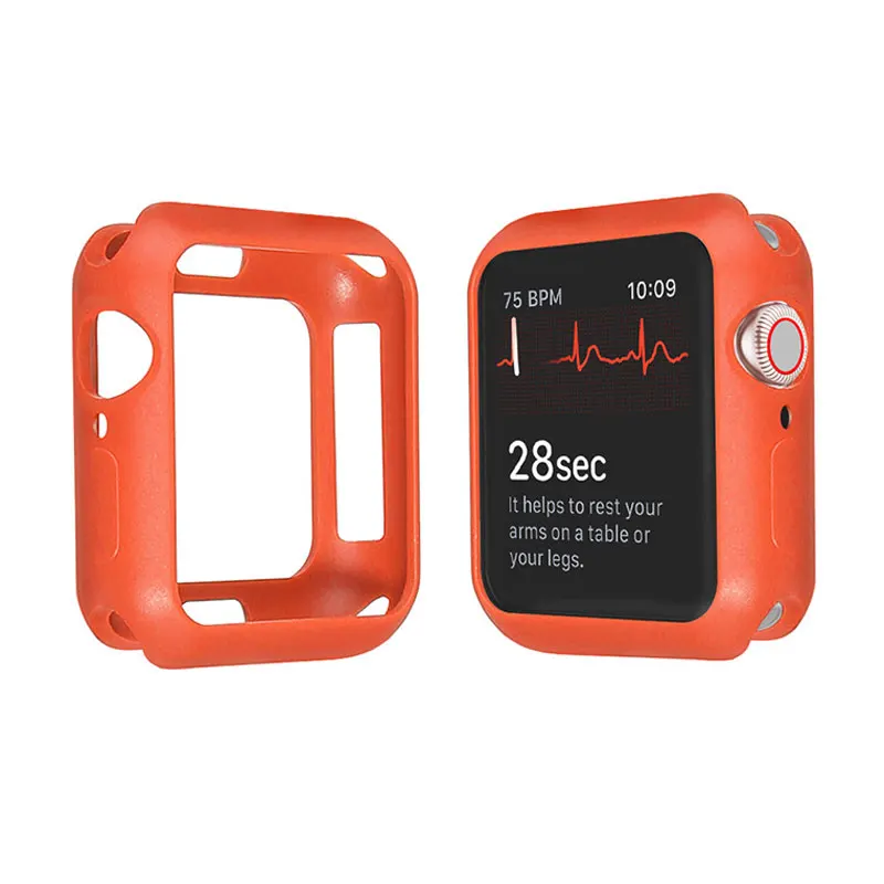 Мягкий чехол для часов из ТПУ для Apple Watch 5, 4, 3, 2, 1, чехол для часов Iwatch 44 мм, 42 мм, 40 мм, 38 мм, чехол для часов с полной защитой - Цвет: Orange