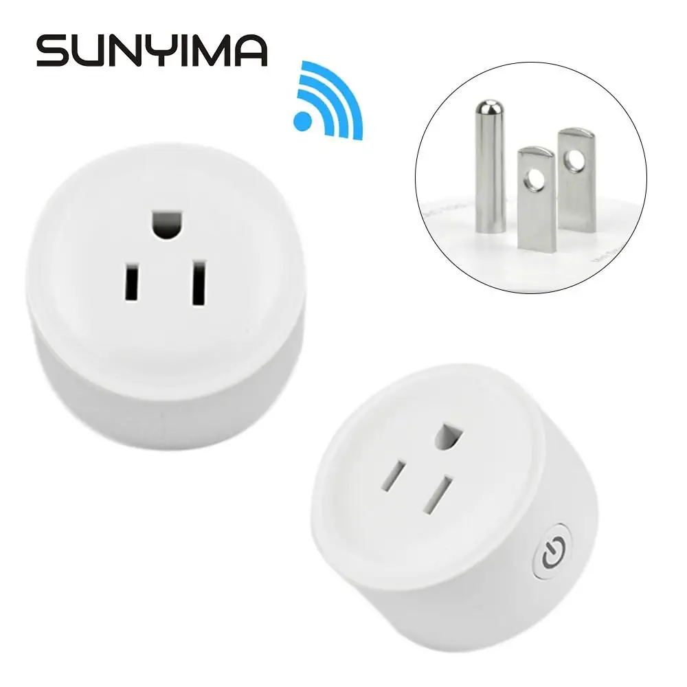 SUNYIMA Mini Wifi Power Socket US Standard Via App Phone Wireless Remote Control Socketer Alexa Intelligent Smart Timer Plug Hom |