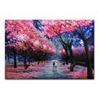 Arthyx оригинальная красная деревья пейзаж картина маслом на холсте ручной работы абстрактный нож Настенная картина для гостиной домашний декор