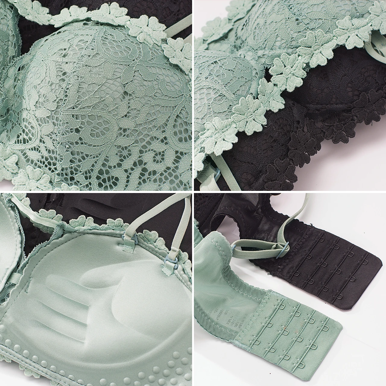 Женский зеленый кружевной бюстгальтер на бретельках Roseheart бесшовный хлопковый