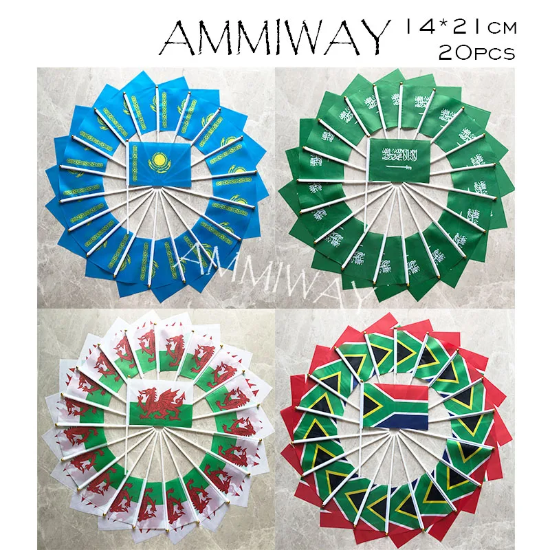AMMIWAY 14х21 см 20 шт. национальная ручная волна флаг из полиэстера с рисунком в виде