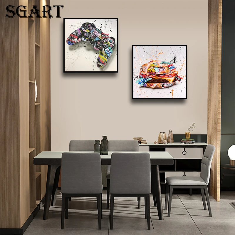 

Graffiti Hamburg Game Controllers Drinks Street Art Canvas Print Painting Fashion Wall Picture Living Home Decoration Poster