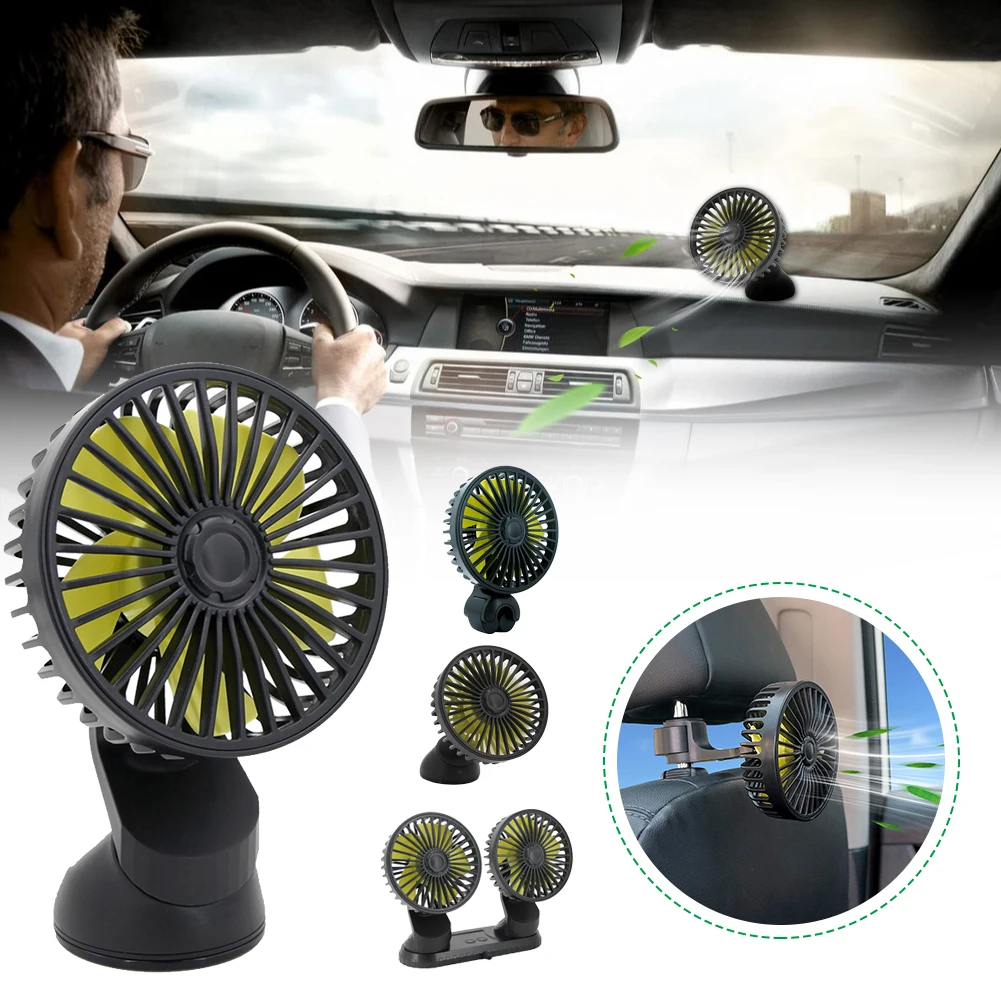 

Wholesale Car Fan Rotatable Dual Head Fan 3 Speeds USB Powered Dashboard Cooling Fan вениляоѬ for Sedan SUV RV Boat Auto