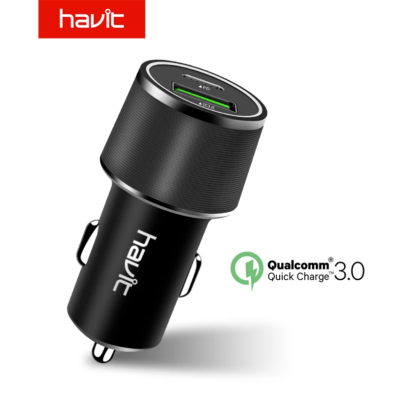 HAVIT 36W двойное USB быстрое зарядное устройство QC 3 0 Автомобильное для iPhone Type-C PD