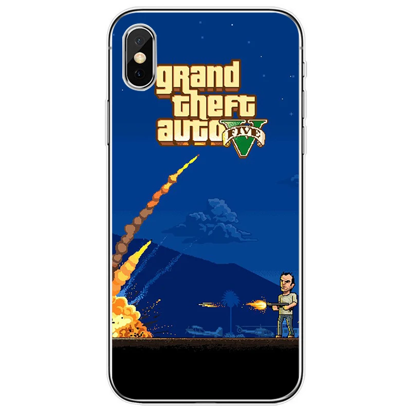 Grand Theft Auto GTA V Cover Soft Silicone TPU Phone Case For iPhone 5 5S SE 6 6plus 7 8 plus X XS XR Max 11 Pro | Мобильные