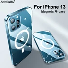 Прозрачный чехол для iPhone 13 12 11 Pro Xs Max, гальванический Магнитный чехол Xr X 7 8 Plus SE 13 12 mini с беспроводной зарядкой