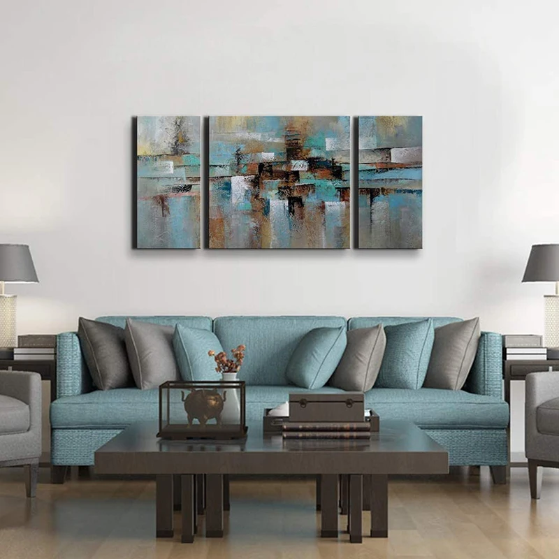 

Абстрактное искусство стен, ручная роспись маслом на холсте, 3 шт., для гостиной, спальни, современное Украшение стен для дома, картина в рамк...