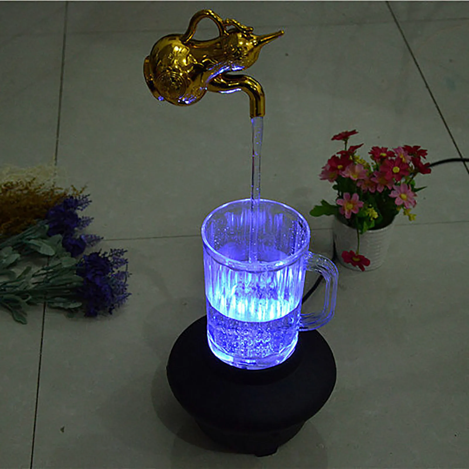 Настольный водяной фонтан со светодиодными лампами функция внутреннего