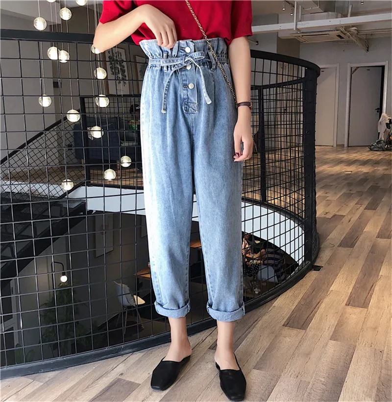 Shellsuning джинсы с высокой талией женские 2019 весенние повседневные свободные на