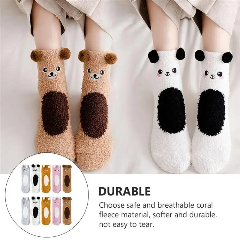 

5 Pairs Adorable Floor Socks Warm Socks Cold Protection Stocking Home Socks