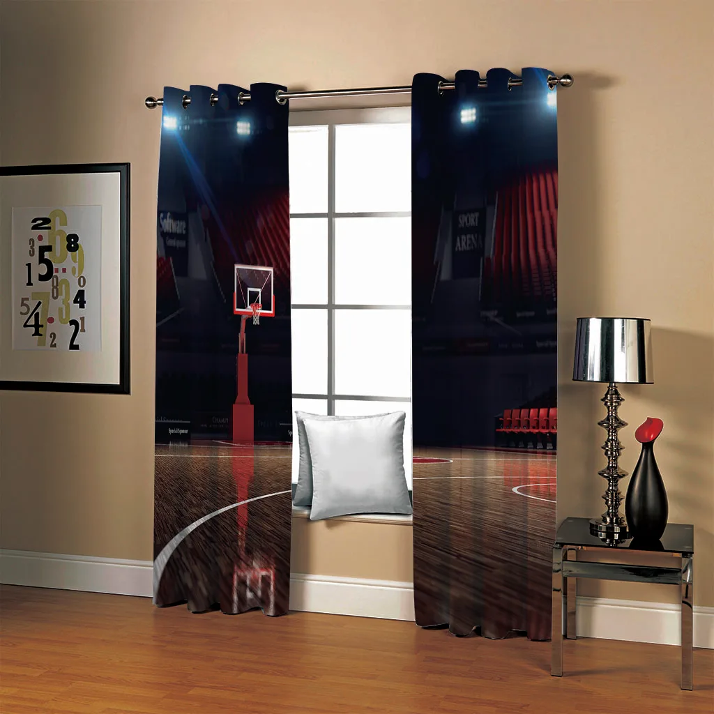 Занавески SOFTBATF с принтом баскетбольной площадки затемняющие шторы тканевые
