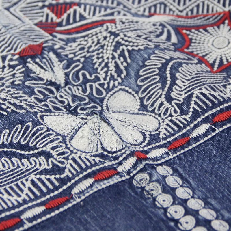 Тренч Yuzi. Мая Boho новые женские джинсовые куртки с капюшоном винтажные длинные пальто на молнии с вышивкой B9286 Casaco Feminino