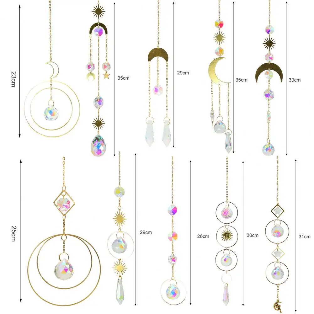 Искусственный хрустальный подвесной элемент привлекательного внешнего вида, ручной работы, ветровой колокольчик-ловец звезд, луны и солнца, подвешиваемый декор для домашнего использования.