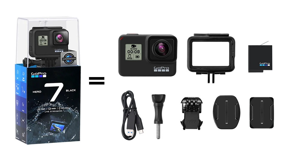 GoPro HERO 7 черная Водонепроницаемая Экшн-камера с сенсорным экраном Спортивная камера Go Pro HERO 7 12 МП стабилизация прямых потоковых фотографий