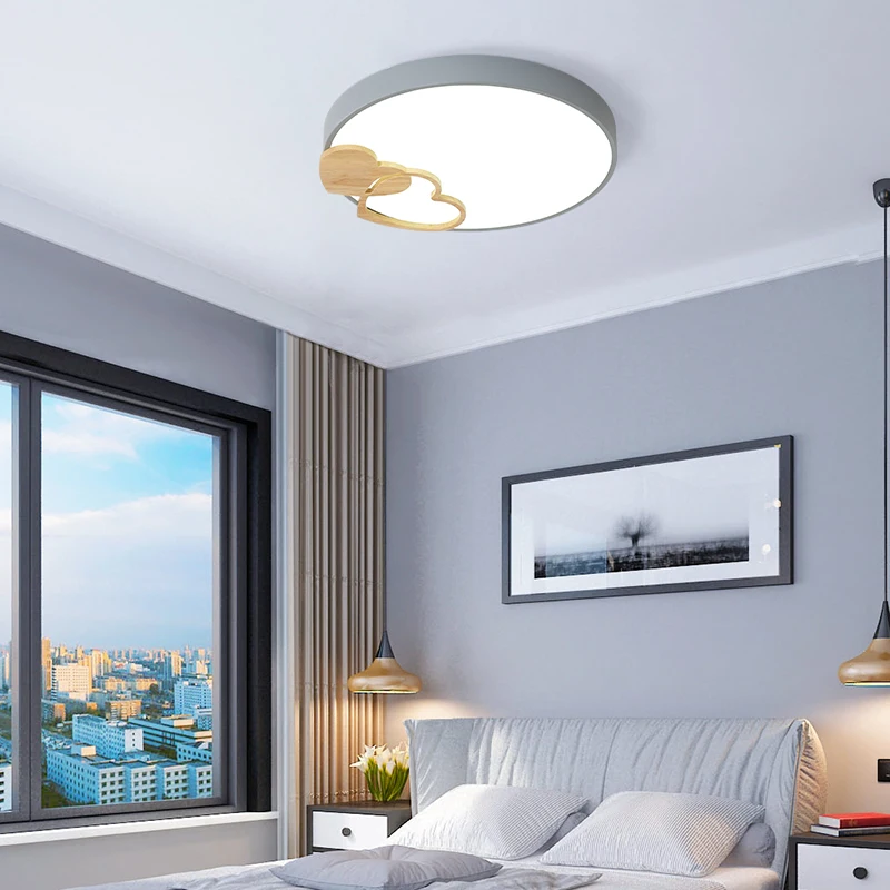 

Round LED Ceiling Lights for Living Room Indoor Lighting Home Metallic Luster Double Heart Design Dimmable Mounted 110V 220V