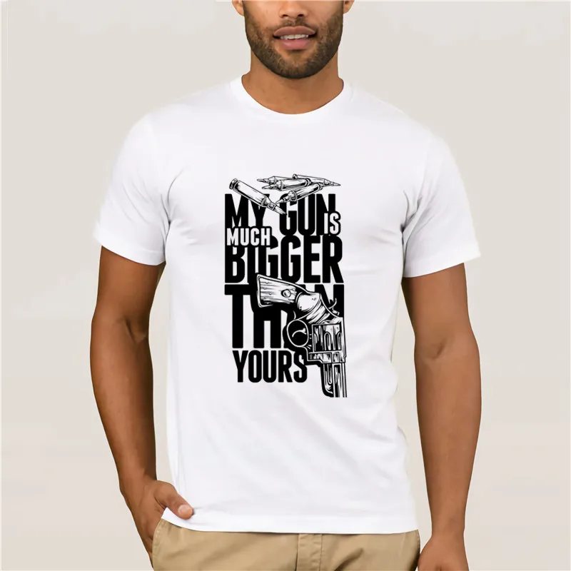 

100% хлопок для мужчин, футболка My Gun Is больше, Повседневная Свободная летняя модная футболка с круглым вырезом для мужчин