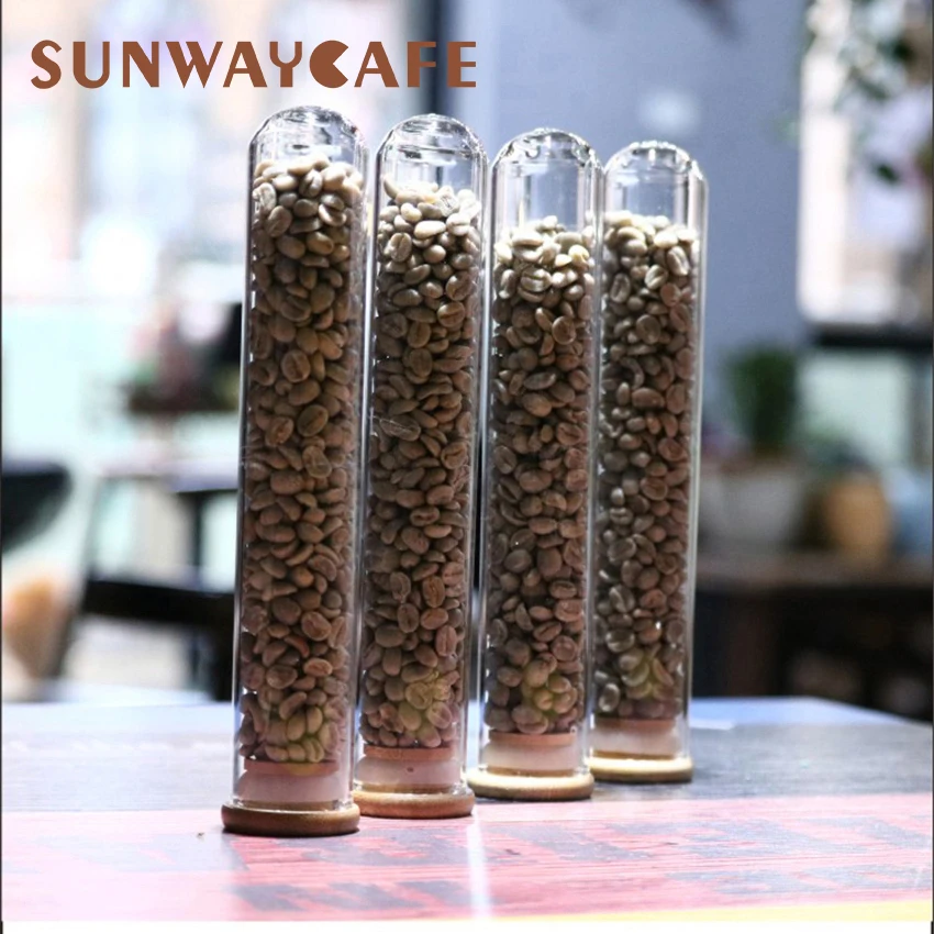 Деревянная стойка витрина для кофе зерен чая стеклянная пробирка герметичное