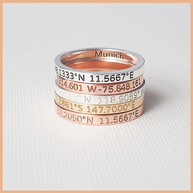 SG персонализированные кольца из розового золота с гравировкой на заказ