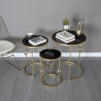 simple nordic metal coffee table living room sofa side table creative small round table 3 pieces combination glass table